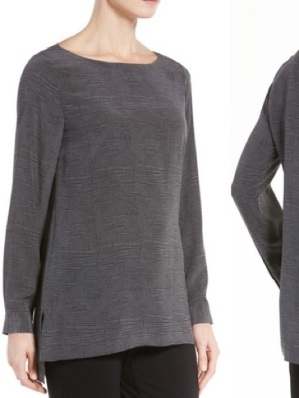 Eileen Fisher silk print blouse tunic geometric patterned top